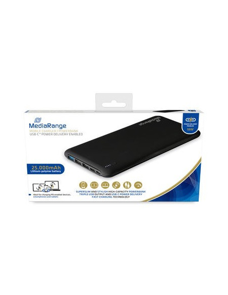 Mediarange Mr754 Bank Mocy Litowo-Polimerowy (Lipo) 25000 Mah Czarny