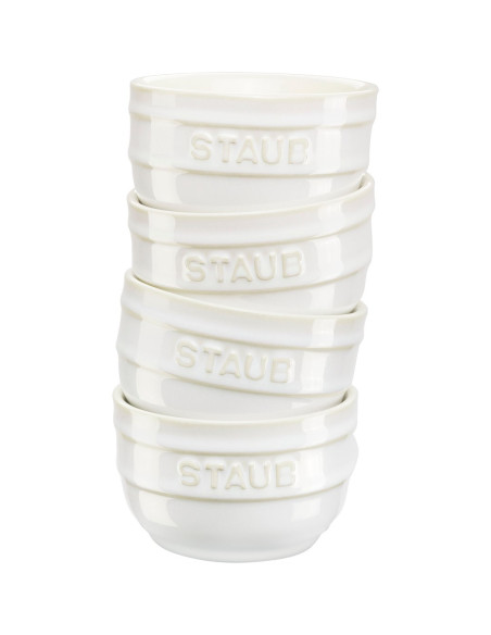 Staub Mini Ramekin Okrągły, 4 Szt. - 200 Ml, Kość Słoniowa