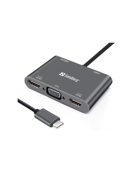 Sandberg Usb-C Dock 2Xhdmi+1Xvga+Usb+Pd