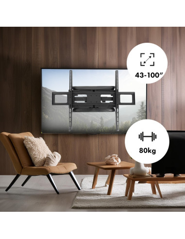 Uchwyt Do Tv Maclean, Max Vesa 800X600, 43-100", 80Kg, Reg.kąta W Pionie I Poziomie, Profil 50-500Mm, Czarny, Mc-423