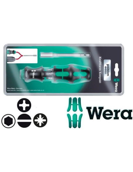 Rękojeść Do Bitów Wera 1/4" Z Magnesem + 6 Bitów