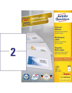Avery 3655 Samoprzylepne Etykiety Prostokąt Na Stałe Biały 200 Szt. 2