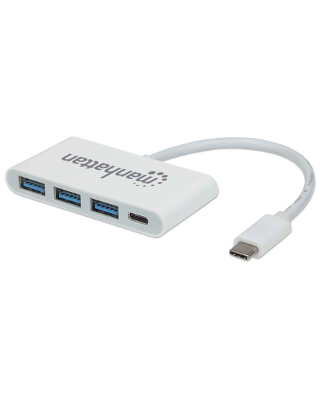 Manhattan 163552 Huby I Koncentratory Usb 3.2 Gen 1 (3.1 Gen 1) Type-C 5000 Mbit/S Biały