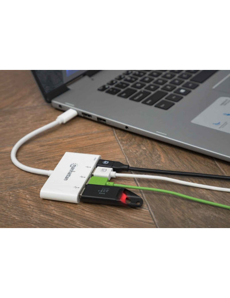 Manhattan 163552 Huby I Koncentratory Usb 3.2 Gen 1 (3.1 Gen 1) Type-C 5000 Mbit/S Biały