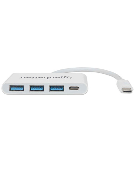 Manhattan 163552 Huby I Koncentratory Usb 3.2 Gen 1 (3.1 Gen 1) Type-C 5000 Mbit/S Biały