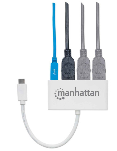 Manhattan 163552 Huby I Koncentratory Usb 3.2 Gen 1 (3.1 Gen 1) Type-C 5000 Mbit/S Biały