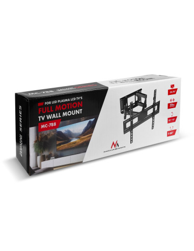 Maclean Uchwyt Do Tv, Max Vesa 600X400, 32-85", 60Kg, Reg.kąta W Pionie I Poziomie, Profil 65-390Mm, Czarny Mc-789