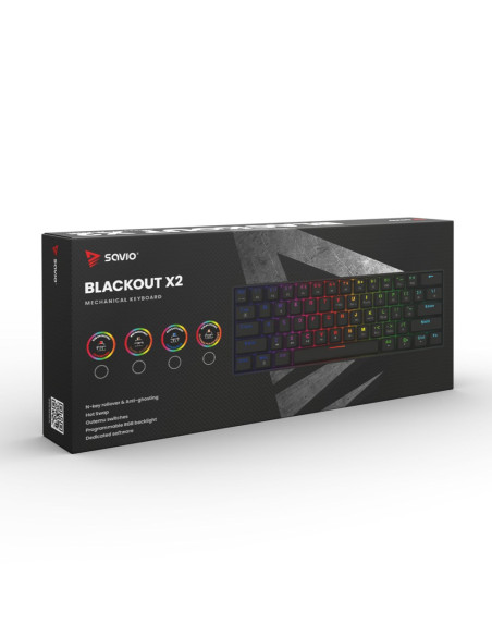 Savio Klawiatura Mechaniczna Blackout X2 Outemu Red Hot Swap