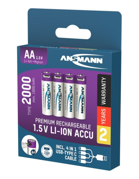 Ansmann 1312-0036 Bateria Do Użytku Domowego Bateria Do Ponownego Naładowania Aa Litowo-Jonowa (Li-Ion)