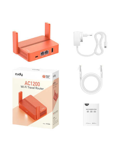 Cudy Ac1200 Router Bezprzewodowy Fast Ethernet Pomarańczowy