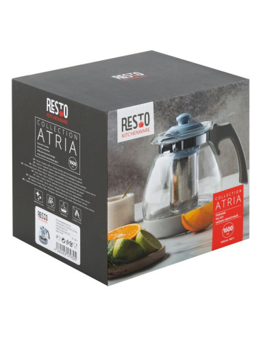 Resto Kitchenware 90511 Dzbanek Do Herbaty Pojedynczy Dzbanek 1600 Ml Niebieski, Szary