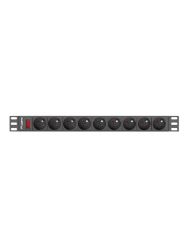 Lanberg Listwa Zasilająca Rack 19" (1U, 16A, 9X 230V Pl)