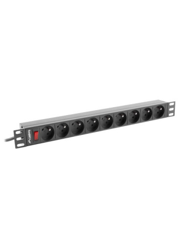 Lanberg Listwa Zasilająca Rack 19" (1U, 16A, 9X 230V Pl)