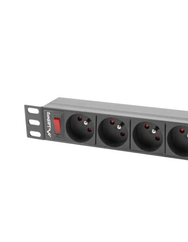 Lanberg Listwa Zasilająca Rack 19" (1U, 16A, 9X 230V Pl)