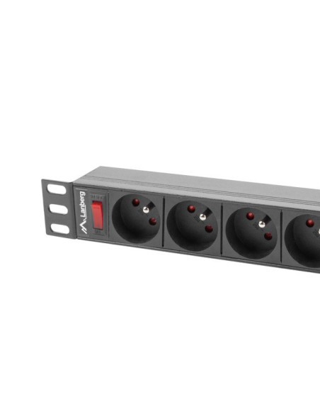 Lanberg Listwa Zasilająca Rack 19" (1U, 16A, 9X 230V Pl)