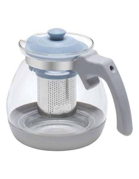 Resto Kitchenware 90510 Dzbanek Do Herbaty Pojedynczy Dzbanek 1000 Ml Niebieski, Szary