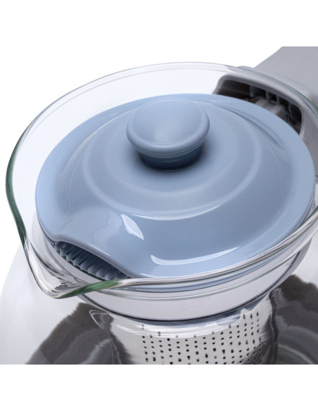 Resto Kitchenware 90510 Dzbanek Do Herbaty Pojedynczy Dzbanek 1000 Ml Niebieski, Szary