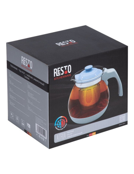 Resto Kitchenware 90510 Dzbanek Do Herbaty Pojedynczy Dzbanek 1000 Ml Niebieski, Szary
