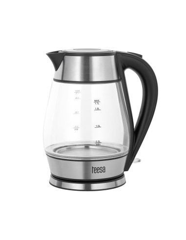 Czajnik Elektryczny Teesa, Szklany + Inox, 2000 W, Czarny, 1,7 L