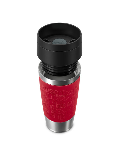 Emsa Travel Mug Classic N2020400 Kubek Podróżny 360 Ml Czarny, Czerwony, Stal Nierdzewna Stal Nierdzewna