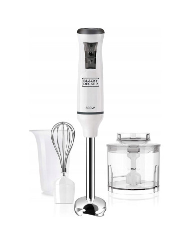 Blender Ręczny Black+Decker Bxhb600E (Biały  600W)
