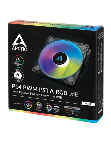 Arctic P14 Pwm Pst A-Rgb 0Db Obudowa Komputera Wentylator 14 Cm Czarny 1 Szt.