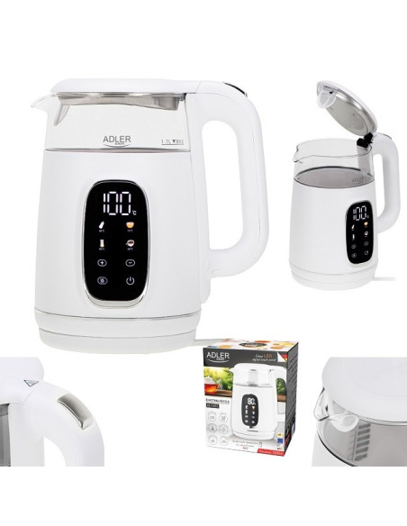 Czajnik Elektryczny Adler Ad 1305 Biało-Srebrny