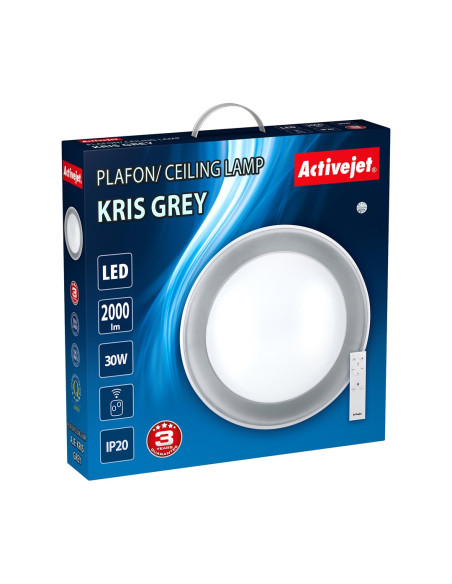 Nowoczesny Plafon Sufitowy Led Activejet Kris Szary Ściemnialny Ze Zdalnym Sterowaniem Na Pilota