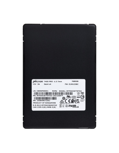 Dysk Ssd Micron 7400 Pro 7.68Tb U.3 (7Mm) Nvme Gen4 Mtfdkcb7T6Tdz-1Az1Zabyy (Dwpd 1) Tray