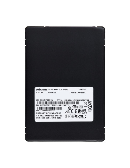 Dysk Ssd Micron 7400 Pro 7.68Tb U.3 (7Mm) Nvme Gen4 Mtfdkcb7T6Tdz-1Az1Zabyy (Dwpd 1) Tray