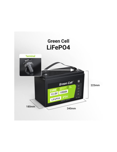 Green Cell Akumulator Lifepo4 Cube 100Ah 12V/12.8V 1280Wh Lfpgc12V100Ah