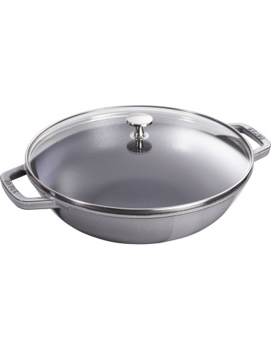 Wok Żeliwny Z Pokrywką Staub - 30 Cm, Grafitowy