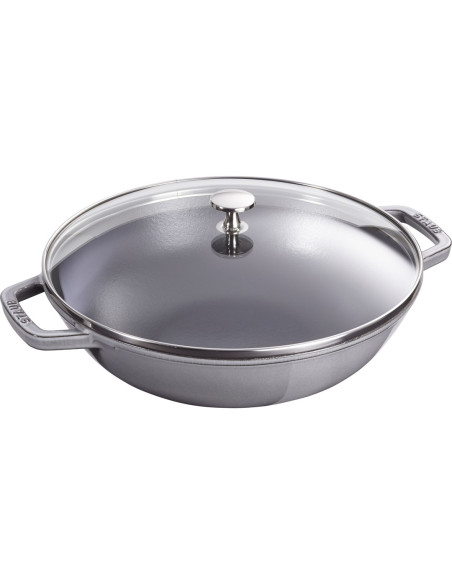 Wok Żeliwny Z Pokrywką Staub - 30 Cm, Grafitowy