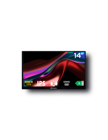 Verbatim 49591 Monitor Komputerowy 35,6 Cm (14") 1920 X 1080 Px Full Hd Lcd Ekran Dotykowy Czarny