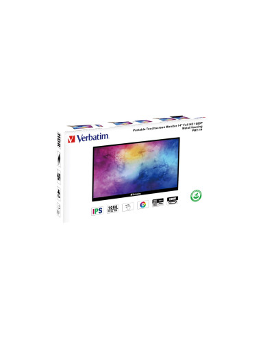 Verbatim 49591 Monitor Komputerowy 35,6 Cm (14") 1920 X 1080 Px Full Hd Lcd Ekran Dotykowy Czarny