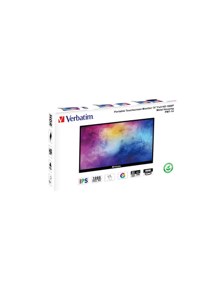 Verbatim 49591 Monitor Komputerowy 35,6 Cm (14") 1920 X 1080 Px Full Hd Lcd Ekran Dotykowy Czarny
