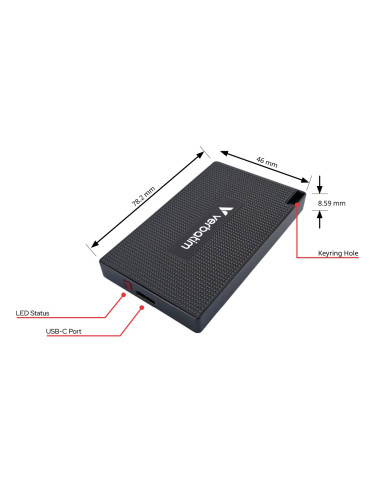 Verbatim 32031 Zewnętrzny Dysk Ssd 1 Tb Usb Type-C Usb 3.2 Gen 2X2 Szary