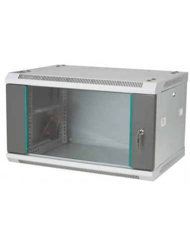 Q-Lantec Szafa Rack Wisząca 19" 6U 600X450, Drzwi Szklane, Kolor Szary