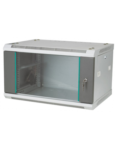 Q-Lantec Szafa Rack Wisząca 19" 6U 600X450, Drzwi Szklane, Kolor Szary