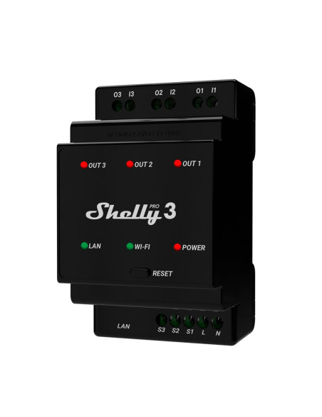 Inteligentny Przełącznik Shelly "Pro 3" Wlan & Lan Switching Drive 3 X 16 A