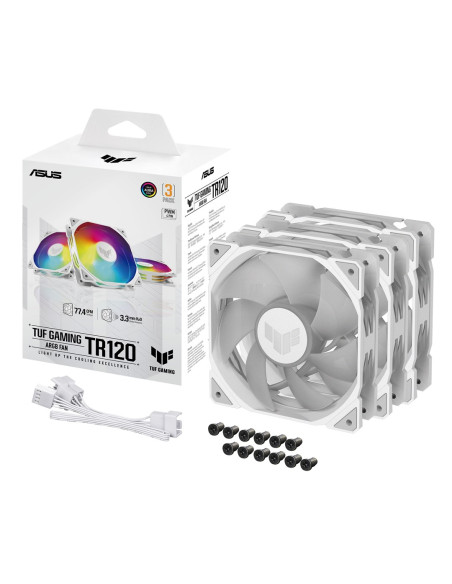 Asus Tuf Gaming Tr120 Argb 3In1 White Obudowa Komputera Chłodnica Powietrza 12 Cm Biały