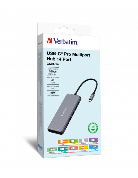 Verbatim Cmh-14 Usb Type-C 5000 Mbit/S Srebrny