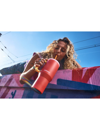 Kubek Termiczny Z Teleskopową Słomką Kambukka Rio Tumbler 950Ml Pink Papaya
