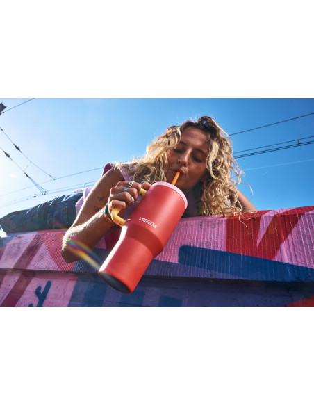 Kubek Termiczny Z Teleskopową Słomką Kambukka Rio Tumbler 950Ml Pink Papaya