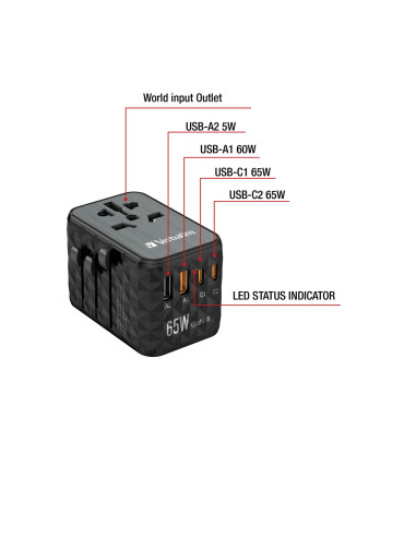 Gan Iii Uni.tr.charg Uta-05 65W/2Xusb-C Qc 4+ /2 Xusb-A