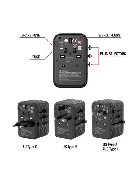 Gan Iii Uni.tr.charg Uta-05 65W/2Xusb-C Qc 4+ /2 Xusb-A