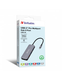 Verbatim Cmh-09 Usb Type-C 10000 Mbit/S Srebrny