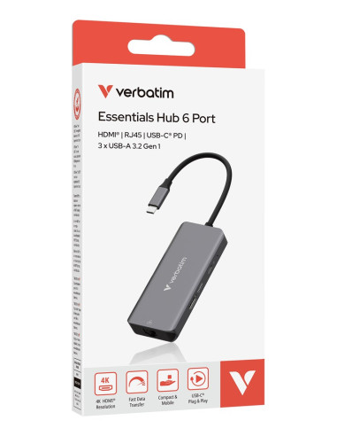 Verbatim 32157 Huby I Koncentratory Usb 3.2 Gen 1 (3.1 Gen 1) Type-C 5000 Mbit/S Szary