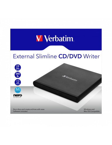 Verbatim External Slimline Cd/Dvd Writer Dysk Optyczny Dvd±Rw Czarny