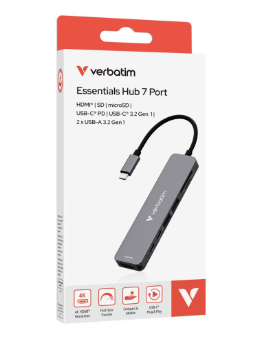 Wieloportowy Koncentrator Verbatim Usb-C Essentials Z 7 Portami 32158